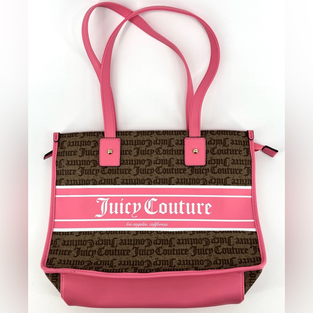 NWOT. Juicy Couture Pink 90's Y2K Fashionista
Tote Handbag Pink and Chestnut.